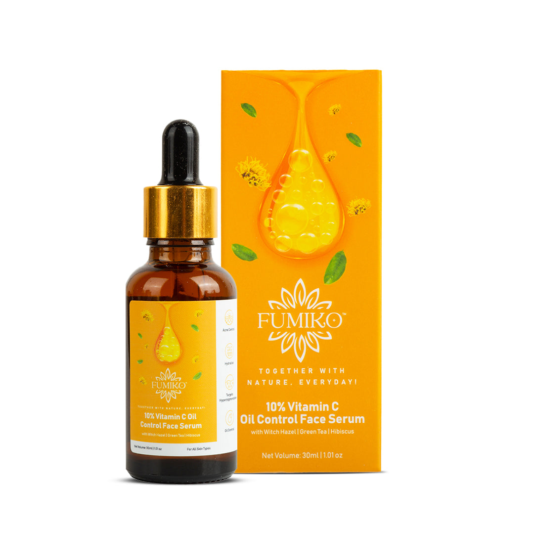 Fumiko 10% Vitamin C Oil Control Face Serum with Witch Hazel | Green Tea | Hibiscus Extracts | 30 ml
